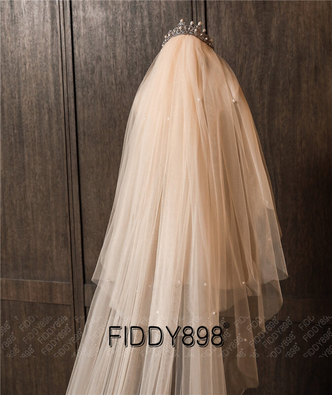 Parels Wedding Veil Lange 2020 Elegante Bridal Veils Met Kam Bruid Bruiloft Accessoires Voile Mariage