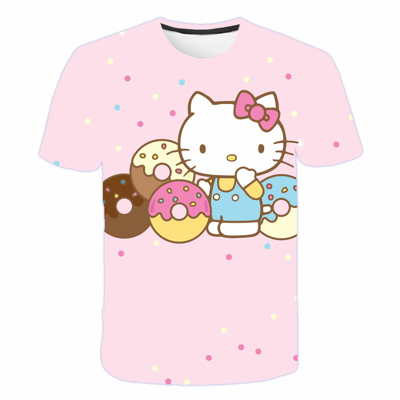 Ropa de verano para niños, camiseta de gatito encantador, ropa transpirable para bebés, Top de manga corta con dibujos animados en 3D