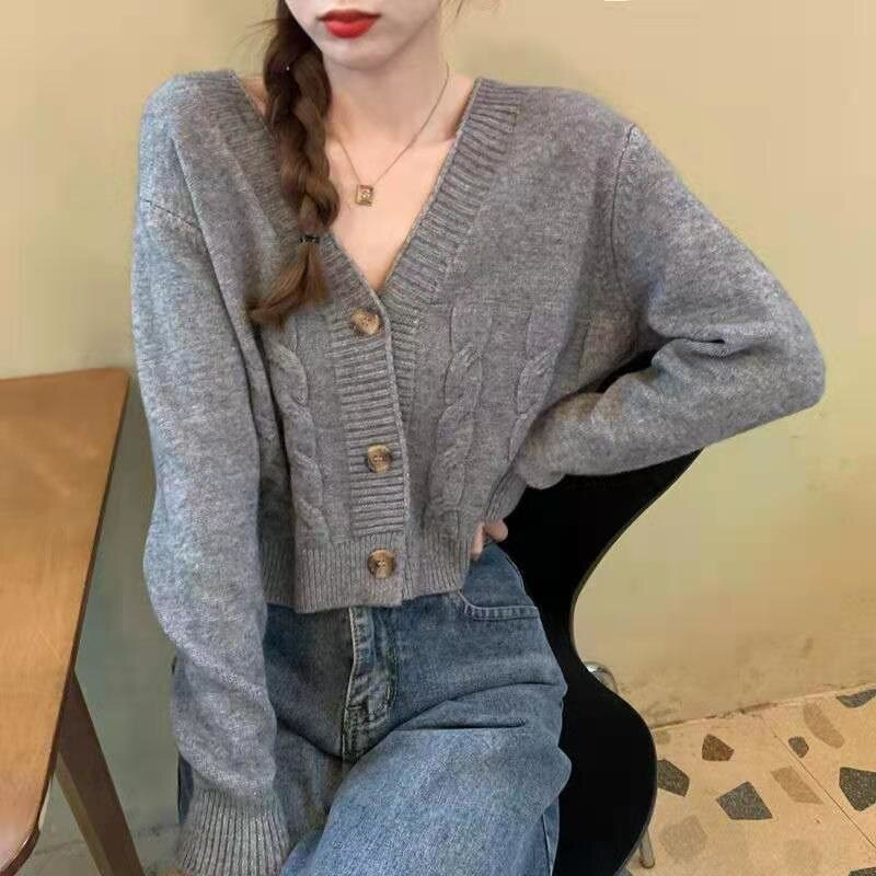 Short Cardigan Knitted Sweater Coat for Women 2021 New