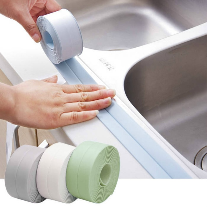 1 Pcs PVC Kitchen Waterproof and Mildew-proof Tape Kitchen and Toilet Self-adhesive Seam Sealant Width 2.2cm