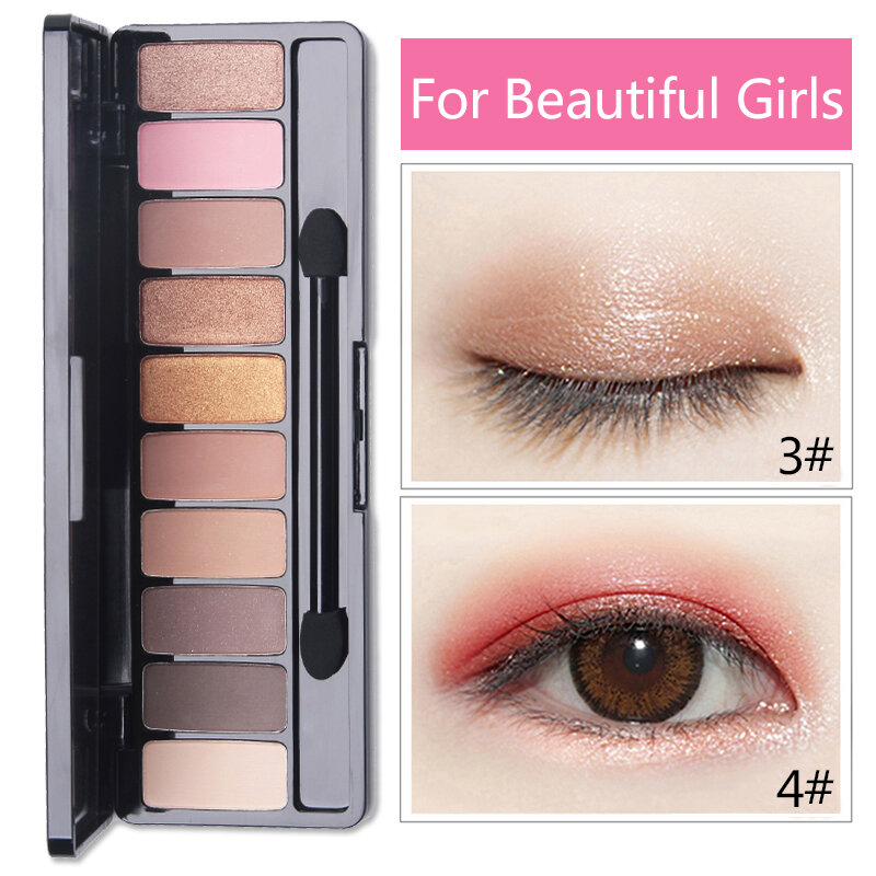Thời Trang Eyeshadow Palette 10 Màu Matte Eyeshadow Palette Lấp Lánh Màu Mắt Trang Điểm Nude Vẻ Đẹp Trang Điểm Mỹ Phẩm Dụng Cụ Nóng