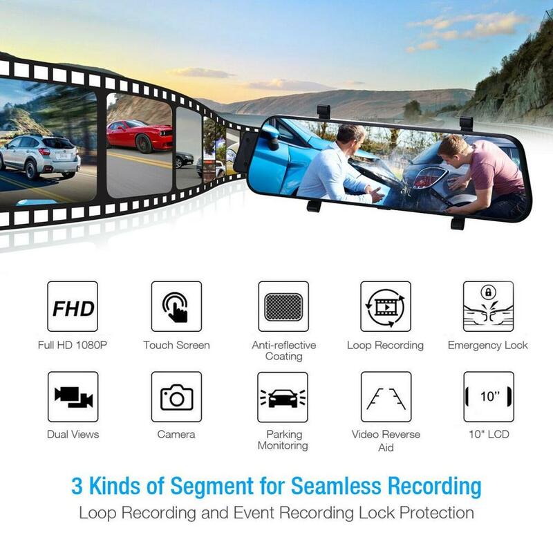 10 дюймов HD 1080P двойной объектив Автомобильный видеорегистратор видео камера рекордер зеркало заднего вида Автомобильный видеорегистратор ...