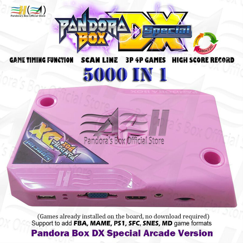 Pandora Box-Máquina Arcade DX Versión Especial con 5000 Juegos en 1, Dispositivo con Placa Jamma VGA y CGA HD, para Añadir Videojuegos de Consolas FBA, MAME, PS1, SFC, SNES, FC, MD, Tekken 3D, 2021