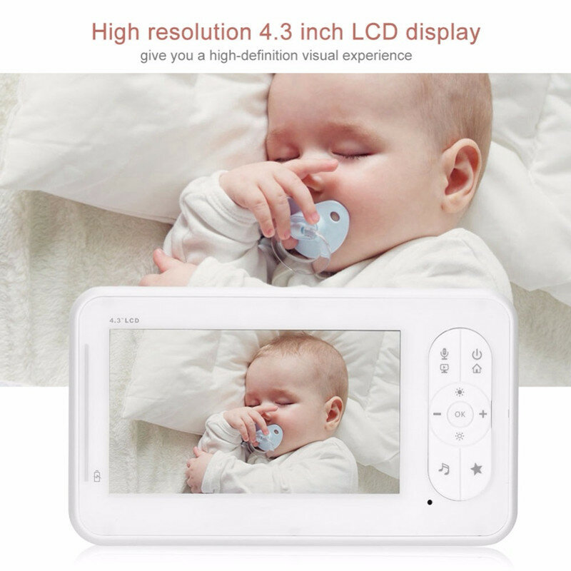 Monitor de bebé inalámbrico de 4,3 "con 2 cámaras, cámara de seguridad de alta resolución a Color, modo VOX, monitoreo de temperatura