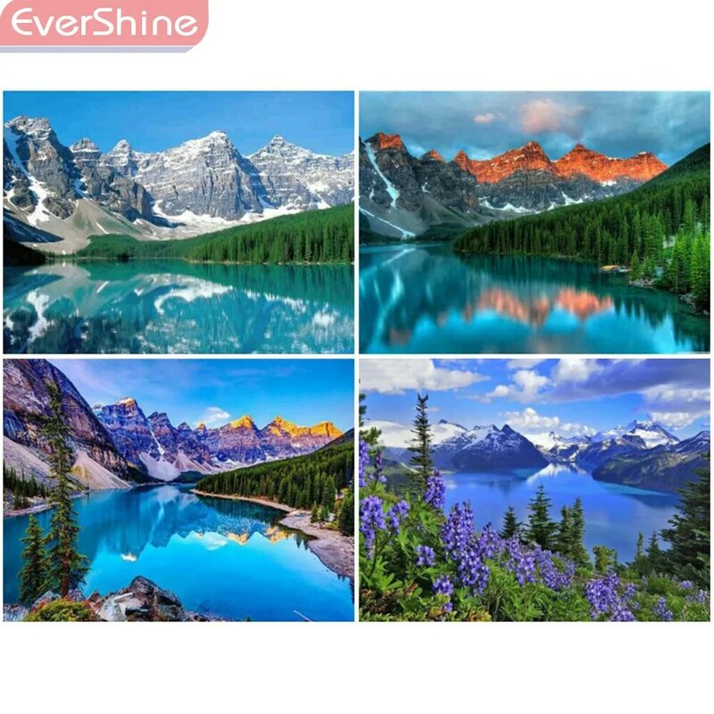 EverShine-لوحة ماسية للمناظر الطبيعية الجبلية ، تطريز بأحجار الراين ، فسيفساء ، فن تزيين المنزل