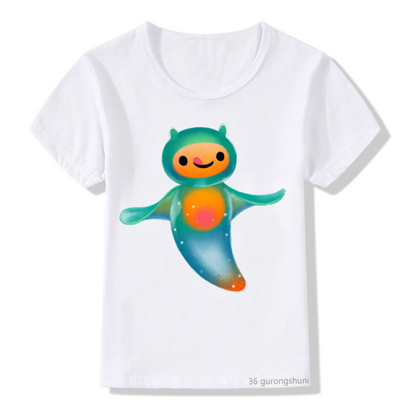 Camisa infantil de desenho animado, camiseta com estampa de alerta fofa para meninos e meninas, camisa nova moda de verão para crianças