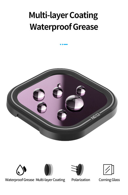 TELESIN-Juego de filtros magnéticos CPL ND 8/16/32, Protector ND8 ND16 ND32 para GoPro Hero 8, accesorios de lente de cámara de acción negra