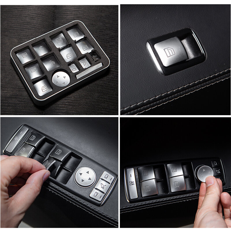 Model S Door button decoration sticker ABS For Tesla Model S X Accessories Window Lift Switch Button Sticker