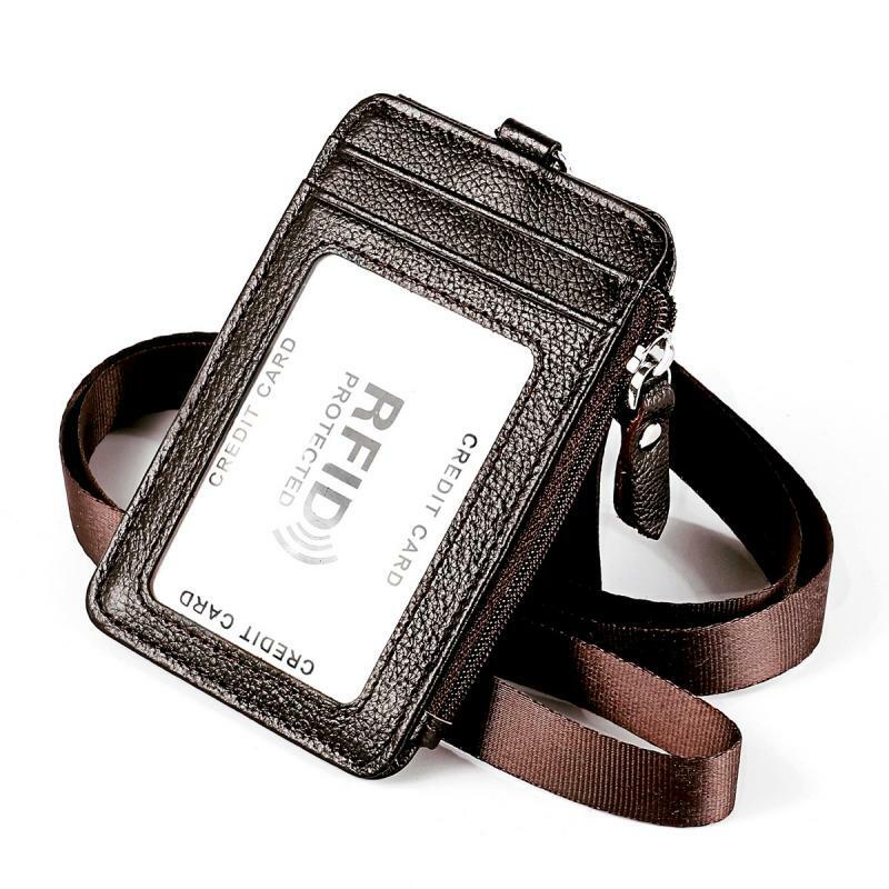 Bycobecy portamonete in vera pelle Rfid porta carte di credito cordino rimovibile portafoglio da donna per affari Set di carte da lavoro borse con cerniera