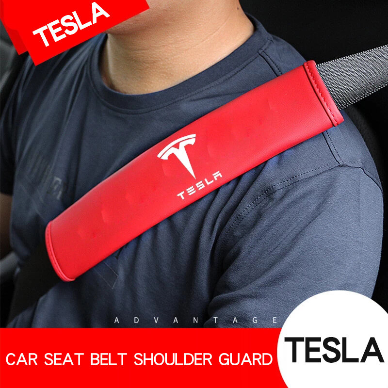 Tplus Sabuk Pengaman Bantalan Tali Bahu untuk Tesla Model 3 2021 Penutup Kursi Mobil Sabuk Pelindung Pemodelan Aksesori Model Tiga