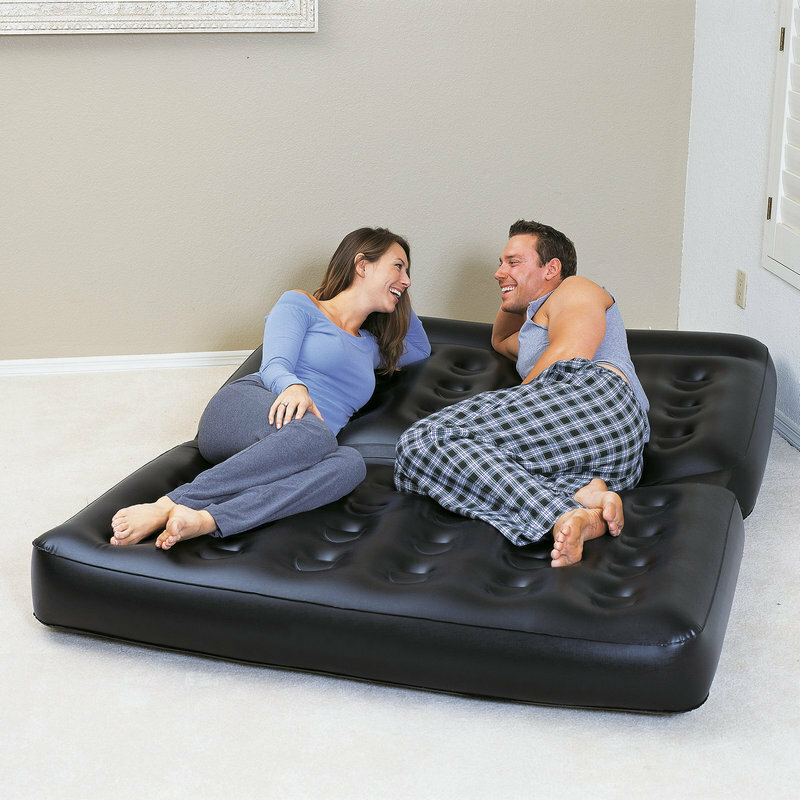 Sofá inflável preta para lazer, preta, simples, portátil, multifuncional, cadeira de praia, móveis, cama resistente