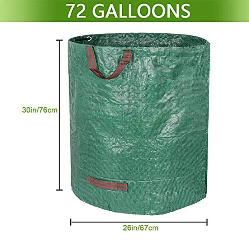 Sacs de déchets de jardin, 3 paquets, 272L, sacs de jardinage robustes, avec poignées inférieures, solides, recyclables, réutilisables, pour le stockage des feuilles d'herbe