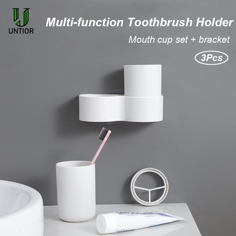 UNTIOR montado en la pared titular de cepillo de dientes pasta de dientes boca taza de baño impermeable estante de almacenamiento portátil de viaje cepillo de dientes caja