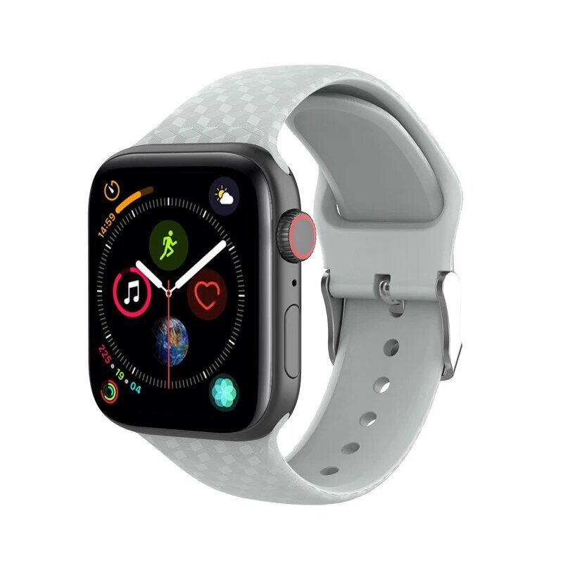 Apple watch 4 5 밴드 44mm 40mm correa iwatch 3 2 38mm 42mm 실리콘 팔찌, 애플 워치 5 액세서리용 3D 텍스처 스트랩