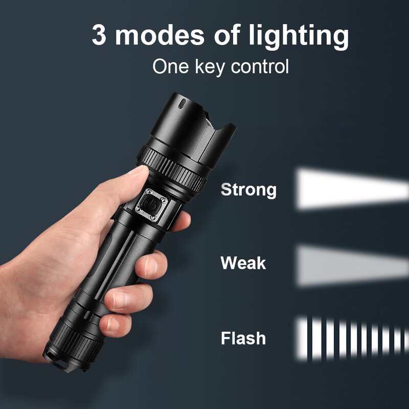 Linterna Led recargable de alta potencia para acampada, luz táctica de Flash XHP70, tipo C, USB, XHP99, 18650