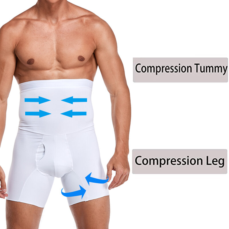 ملابس داخلية رجالية للتنحيف عالية الخصر ، شورت غير ملحوم مع حزام البطن ، سروال داخلي للتحكم في البطن