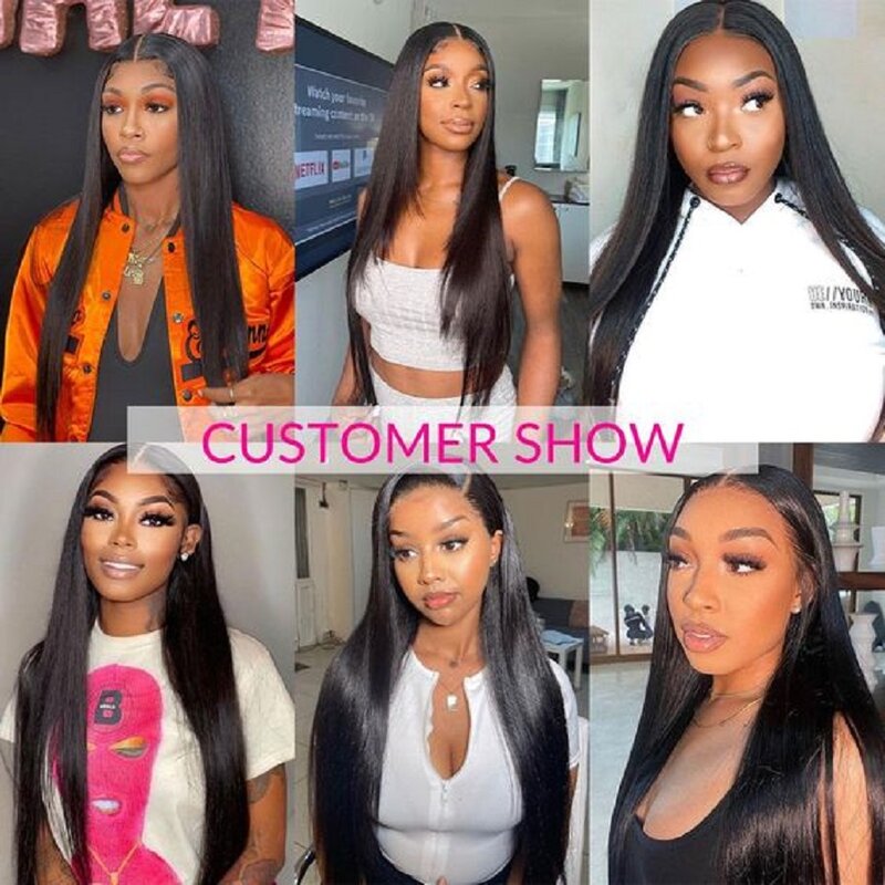 Straight Lace Front Human Hair Wigs For Women 34 Inch Bone Straight Lace Front Wig Brazilian Remy Straight 4X4 Lace Closure Wig