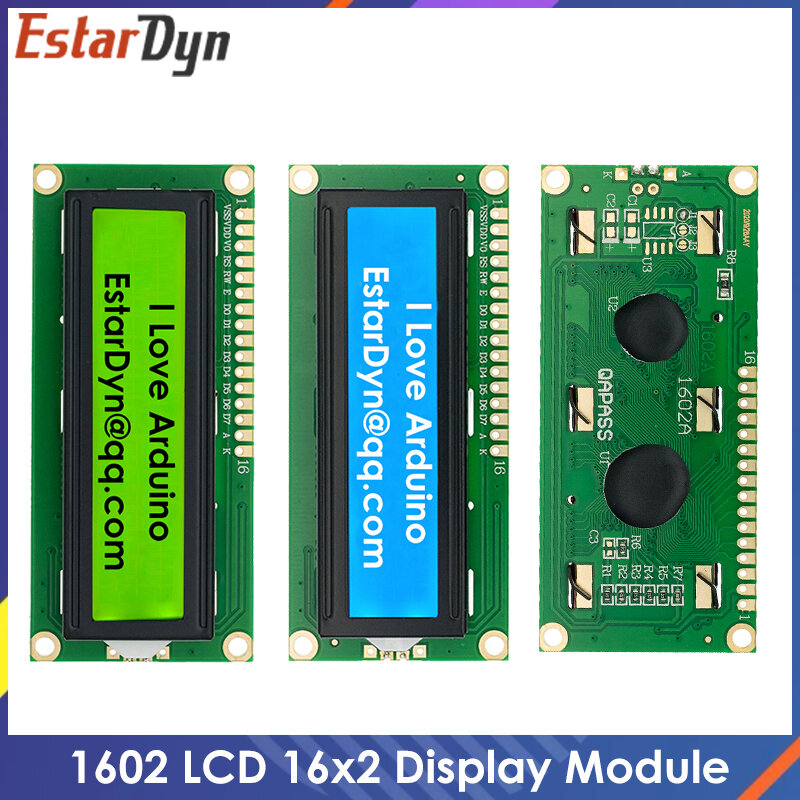 Módulo LCD para arduino, pantalla verde azul/amarilla, 16x2, LCD1602 1602, 5V, 10 Uds.