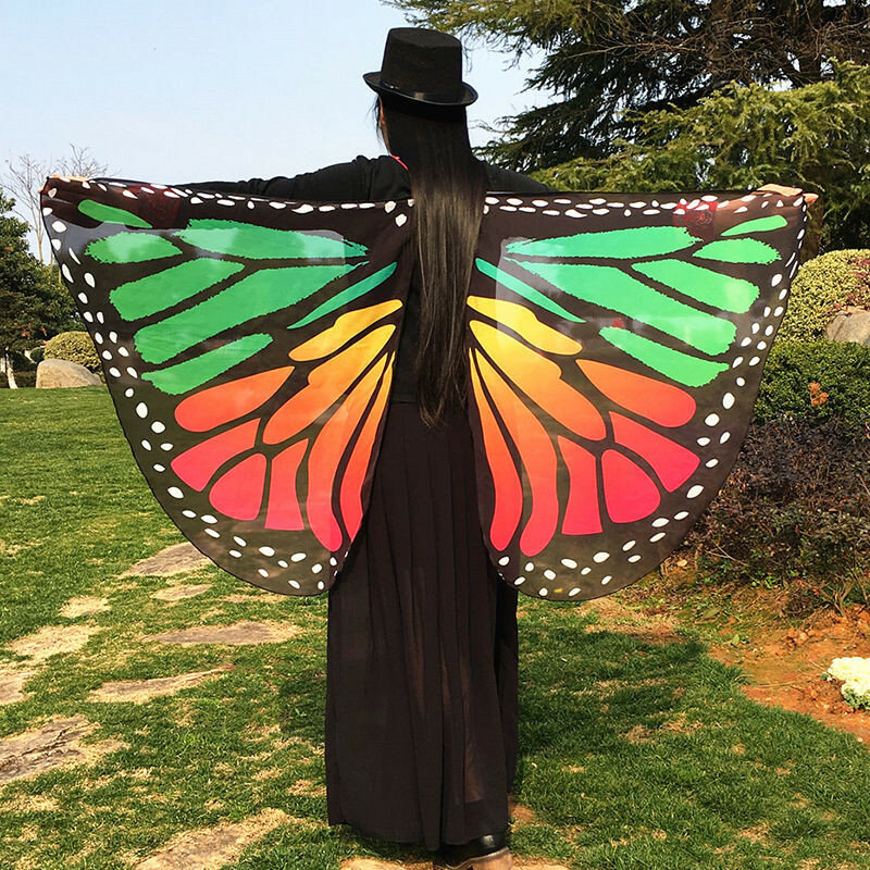 7 가지 색상 여성 스카프 파시미나 나비 날개 케이프 공작 목도리 랩 선물 귀여운 참신한 프린트 스카프, 파시미나