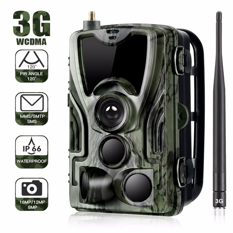 Cámara de rastreo 3G MMS 0,3 s, gatillo de caza, 940nm, IR, LED, trampas fotográficas, 16mp, 1080p, HD, visión nocturna, cámara de animales de explorador, HC-801G
