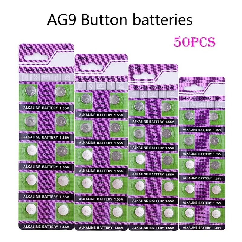 AG9 AG 9 45mAh 50 unidades/pacote SR936SW Bateria de Relógio Bateria Moeda SR936 936A 194 394 394-1W 280-17x10 1.55V Bateria Alcalina Botão