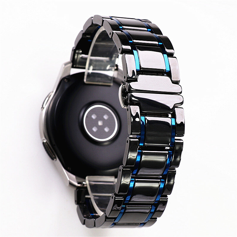 20mm 22mm Luxury Ceramic Steel Black Strap For Samsung Galaxy Watch4 S3 Huawei Amazfit Gts Watch Band Bracelet Wristband Belt