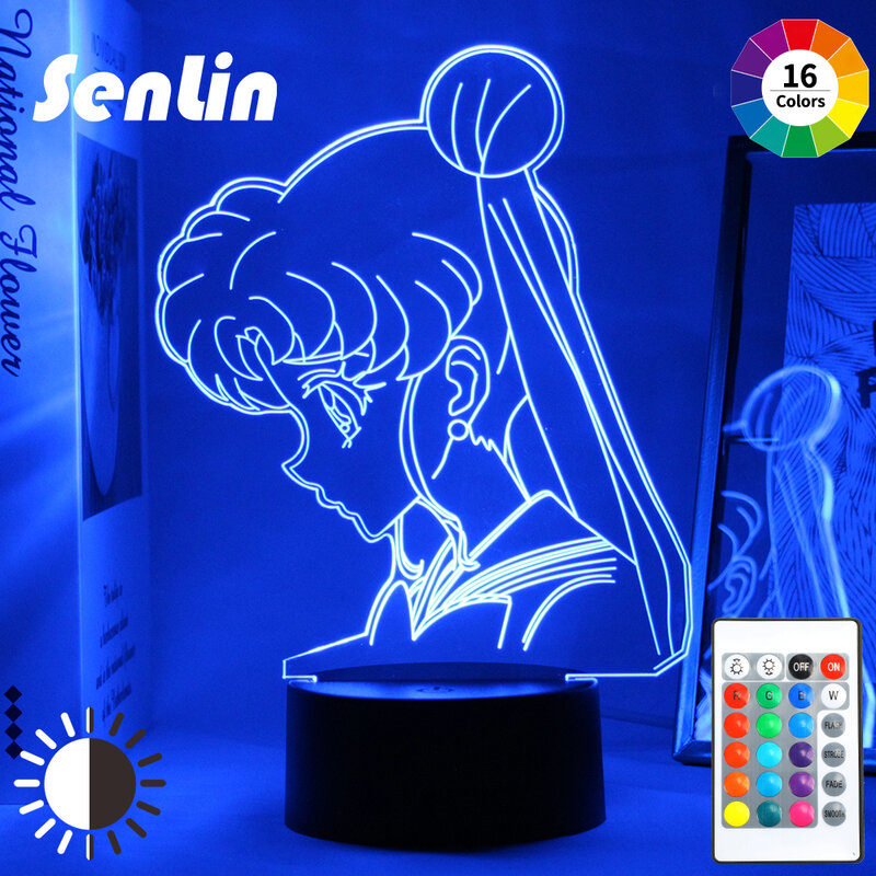 Lampe Led en forme de Sailor Moon 3d, luminaire décoratif d'intérieur, idéal comme cadeau d'anniversaire pour une chambre d'enfant