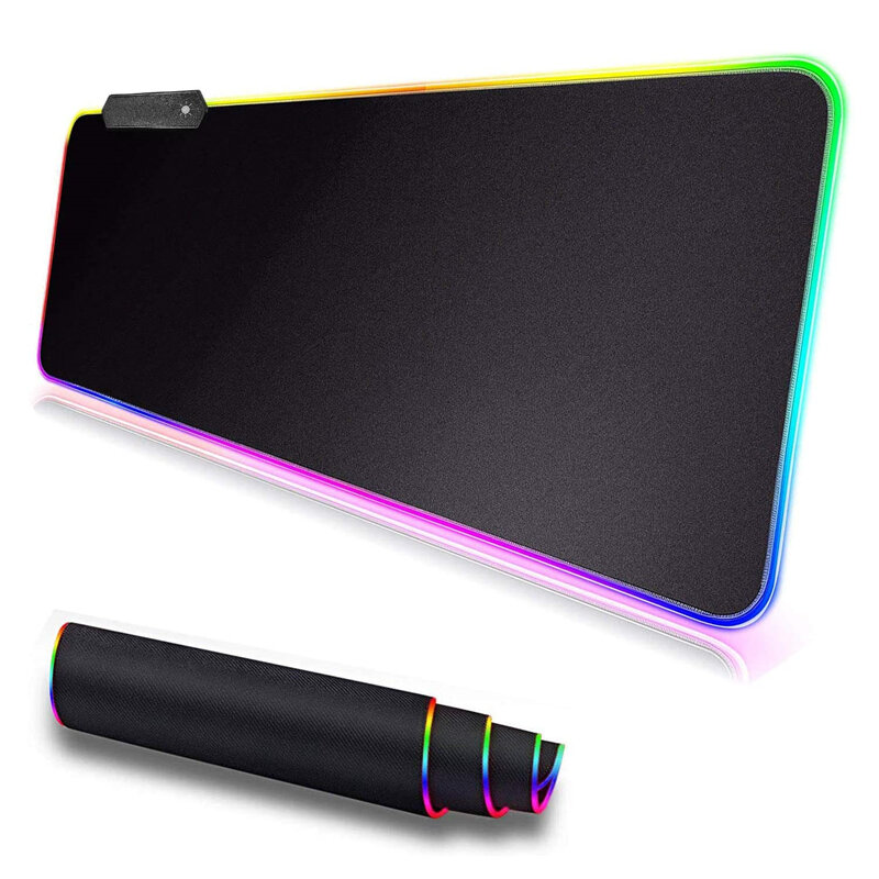 RGB игровой коврик для мыши, большой размер, красочный светящийся для настольного ПК, 7 цветов, светодиодный светильник, Настольный коврик, иг...