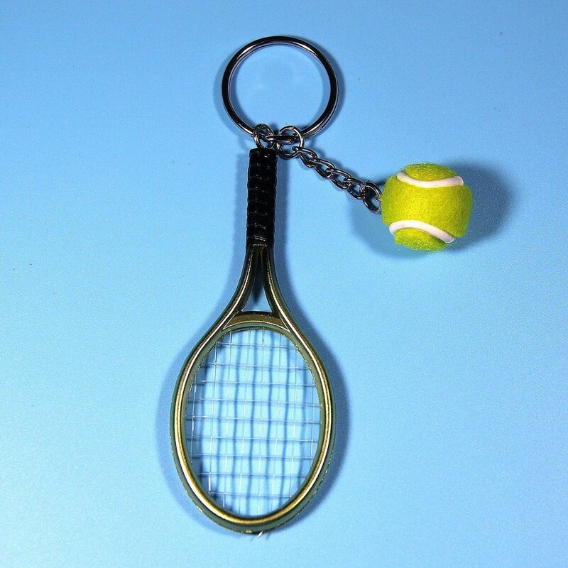 Fashion Mini Raket Tenis Liontin Gantungan Kunci Gantungan Kunci Gantungan Kunci Cincin Finder Coaster Aksesoris untuk Kekasih Hadiah Hari