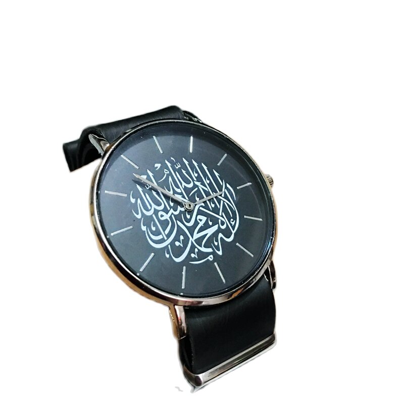 ساعة كوارتز عربية للرجال ، كاجوال ، بحزام طويل ، أسود وبني ، مجموعة جديدة 2020