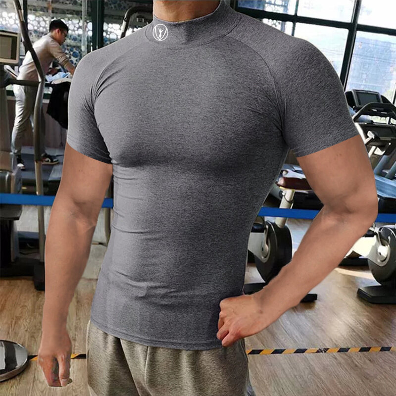 Camiseta de gimnasio para hombre, camisetas ajustadas de culturismo, de manga corta con cuello redondo, informales, a la moda, novedad de 2021