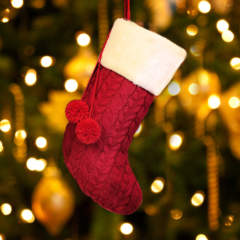 Stoking Natal Tas Permen Santa Ornamen Natal untuk Rumah Liontin Natal Dekorasi Pohon Natal Kaus Kaki Hadiah Anak-anak