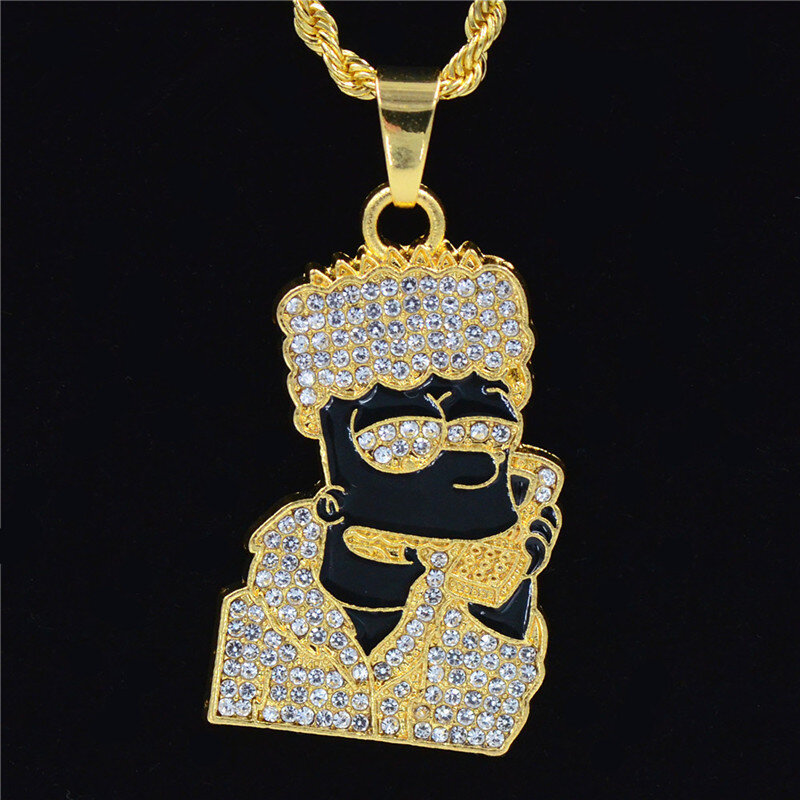 Collier avec pendentif pour hommes, style Hip Hop, bijoux, chaîne longue, couleur or, tendance