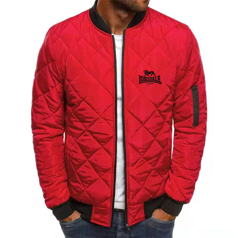 Lonsdale jaqueta de moda masculina com zíper confortável acolchoado jaqueta inverno tempo com neve quente estilo clássico jaqueta masculina gola