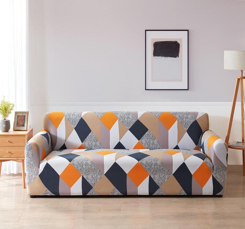 Funda de sofá elástica a cuadros para sala de estar, decoración del hogar, 1/2/3/4 asientos