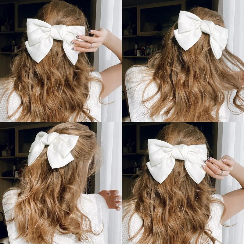 Wysokiej jakości jednolity kolor Bowknot spinki do włosów dla dziewczynek słodkie kobiety duże łuki akcesoria do włosów dla kobiet