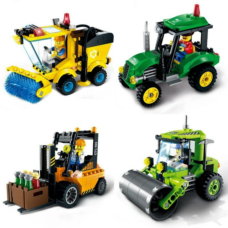 2020 nova cidade construção estrada rolo empilhadeira caminhão trator vassoura blocos de construção crianças brinquedo compatível tijolos da cidade