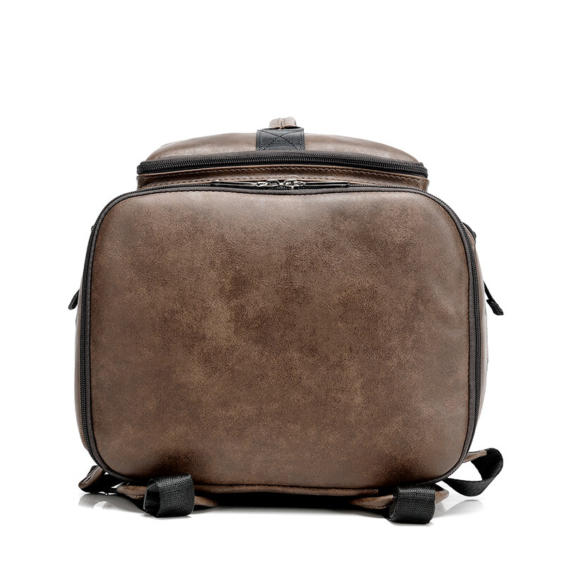 Yilia – sac à dos double en cuir souple pour hommes, grand sac à bandoulière, pompon et poches multiples, cuir élégant et décontracté de qualité supérieure