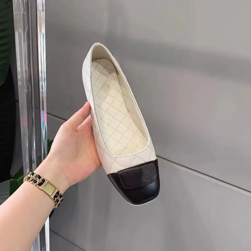 Женские демисезонные кожаные туфли, маленькие туфли на плоской подошве, с закрытым носком, для ленивых, 2021