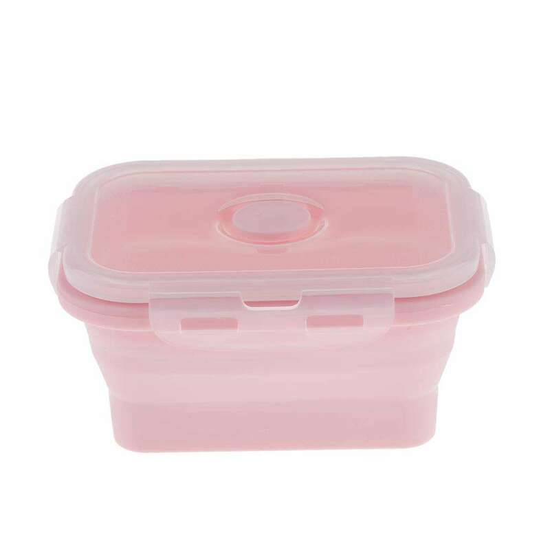 접이식 재사용 가능한 실리콘 도시락 상자 식품 용기 13.1x9.7cm 핑크/레드/그린