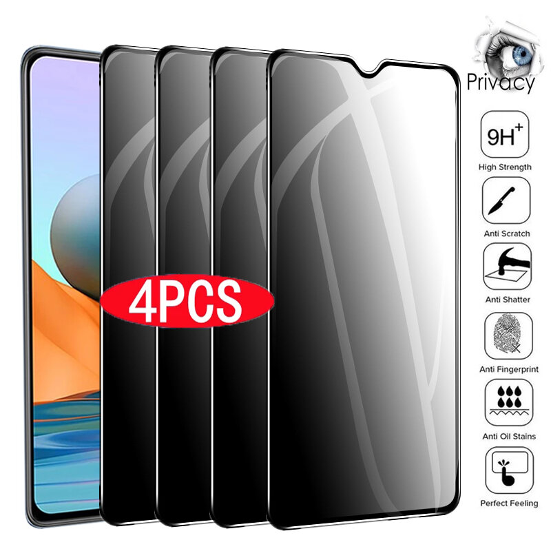 1-4Pc Privacy Screen Protectors Voor Xiaomi Redmi Note 10 9 8 Pro 9S 8T 9T 9A 9C Anti-Spy Gehard Glas Voor Poco X3 Pro F3 M3 F2