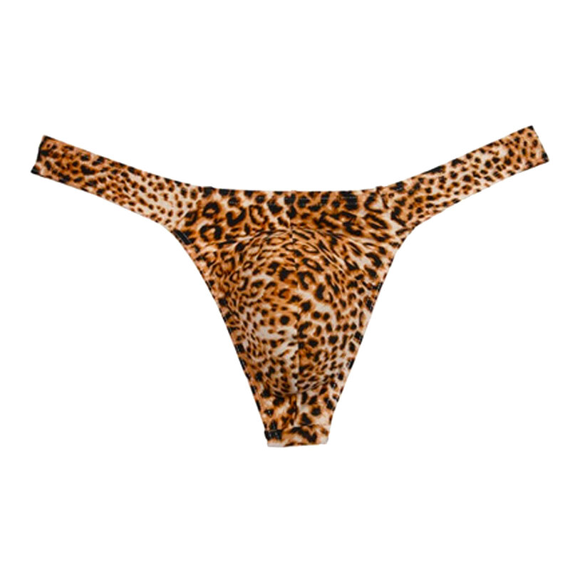 Cuecas masculinas de leopardo, roupa íntima sexy elástica para homens, cueca do sexo gay, roupa íntima de tanga, lingerie tanga respirável