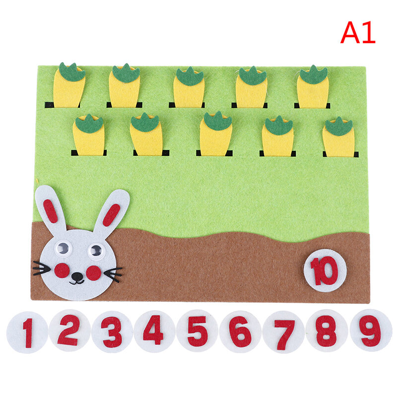 Cartão de feltro de desenho animado para crianças, ensinando as mãos estudo, matemática os números, adicionar e subtrair, brinquedos de matemática de artesanato para crianças, 1 peça