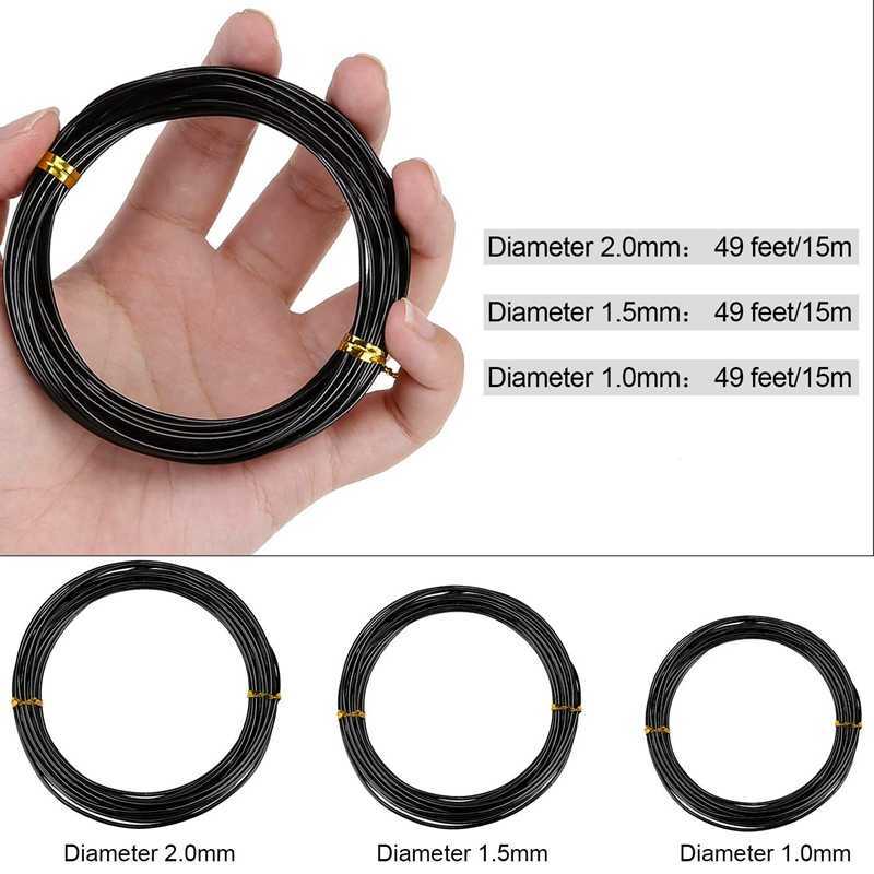 9 Rolls Bonsai Wires Anodized Aluminum Bonsai Training Wire with 3 Sizes (1.0 Mm,1.5 Mm,2.0 Mm),Total 147 Feet (Black)