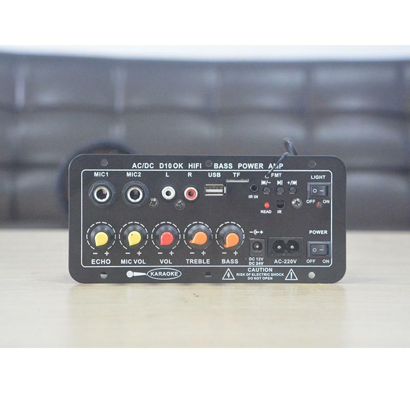 AC 220V 12v 24v Digital Bluetooth Stereo Amplifier Board Subwoofer Dual Microphone Karaoke Amplifiers For 8-12 Inch Speaker