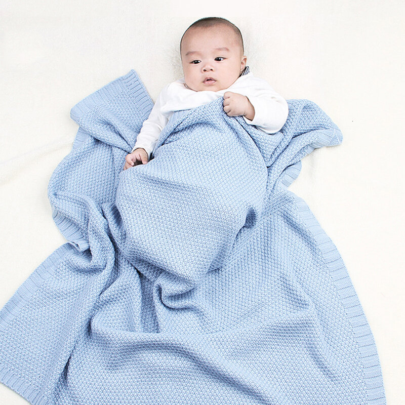 Langes en mousseline pour bébé, couvertures de lit tricotées en coton biologique pour enfants, literie douce colorée pour emmailloter les nouveau-nés
