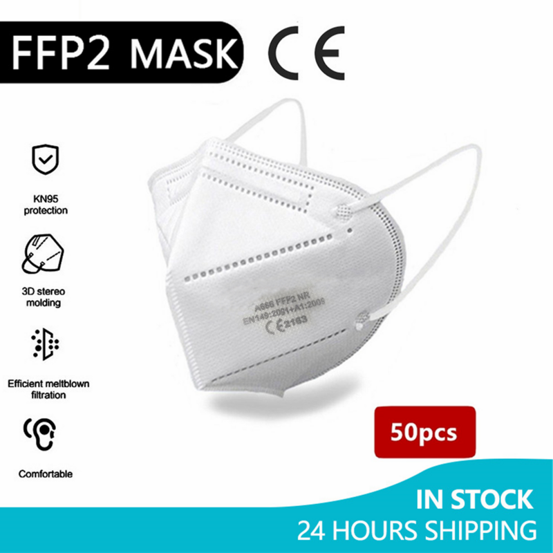 Ffp2 máscara protetora descartável mascarillas segurança ffp2 rosto maske 5 camadas de filtragem pendurado tipo orelha cobertura facial certificação ce