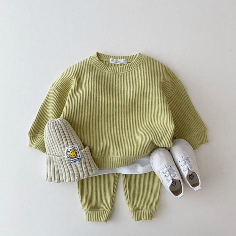 Ensemble de vêtements pour bébés, pull et pantalon en tricot, 2 pièces, pour garçons et filles, survêtement ample, automne et printemps, 2021