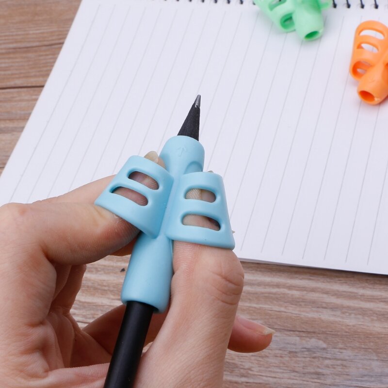 3 قطعة بإصبعين قبضة سيليكون الطفل قلم رصاص حامل تعلم الكتابة أدوات الكتابة القلم R9JB