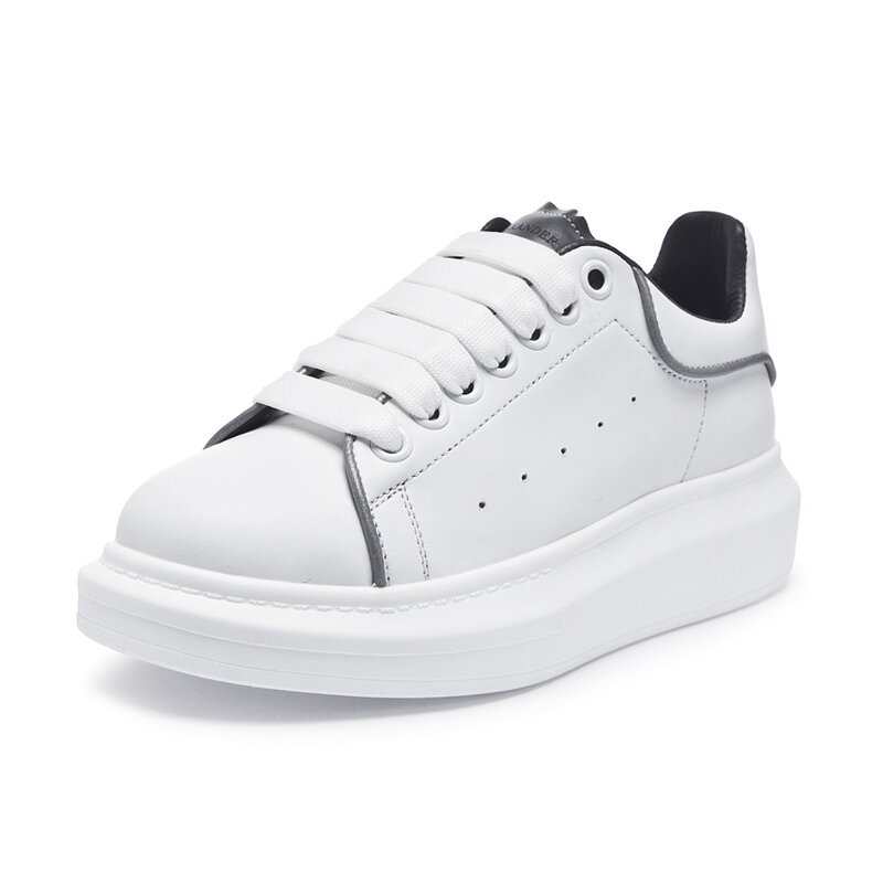 Women's Platform sneakers Genuine Leather Sneakers , White,Chunky Sneakers.Flat Shoes Casual Sneakers,Women's Vulcanize Shoes
